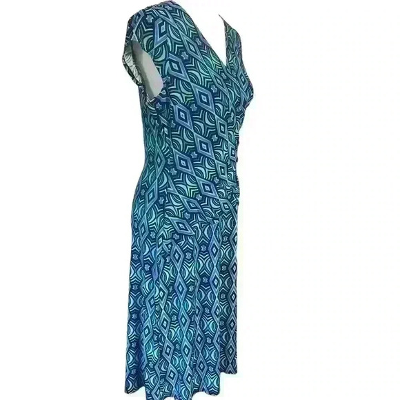 Evan Picone Mock Wrap Dress Size 10 Multicolored Career Church Brunch - Picture 2 of 12